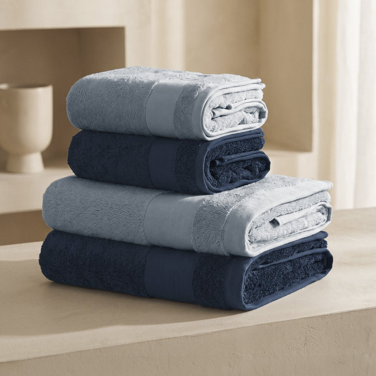Juego de Toallas Bicolor Luxe Blue - Navy 700 gr