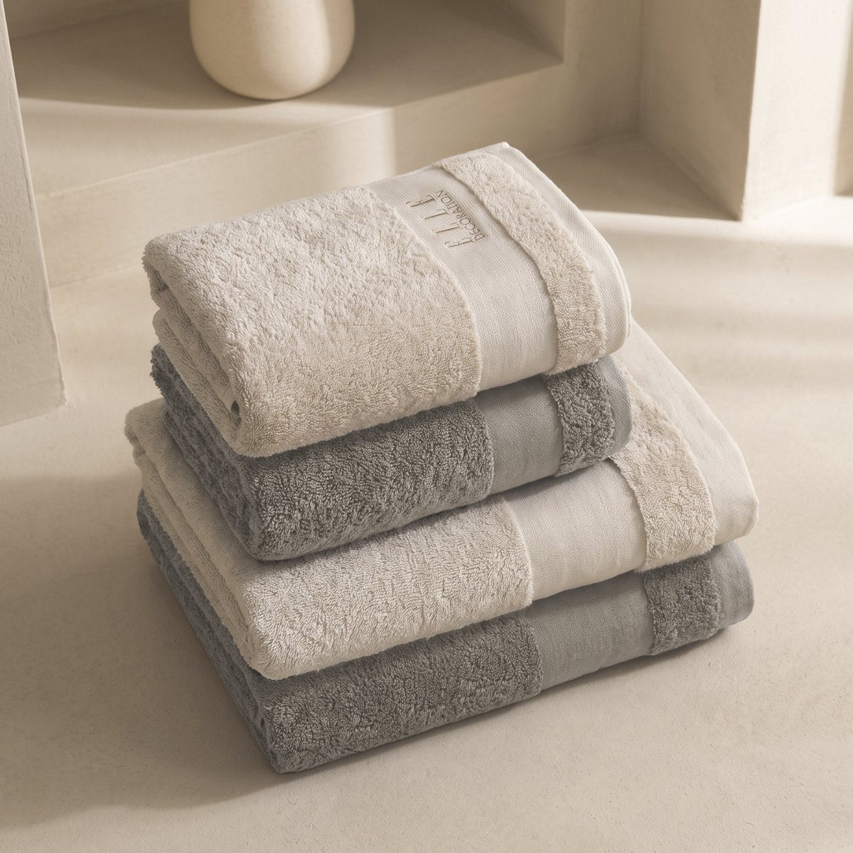 Juego de Toallas Bicolor Luxe Taupe - Beige 700 gr
