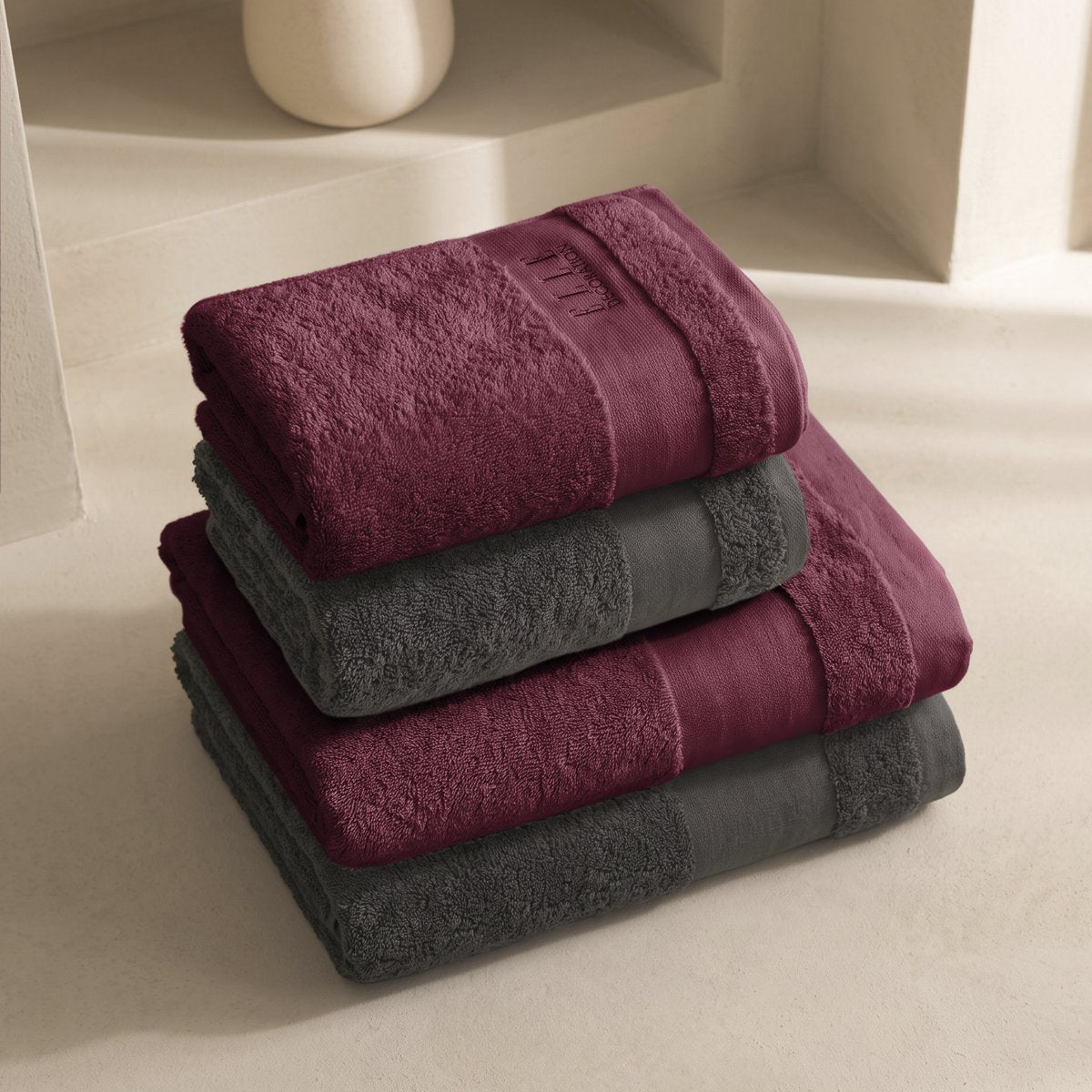 Juego de Toallas Bicolor Luxe Anthracite - Purple 700 gr