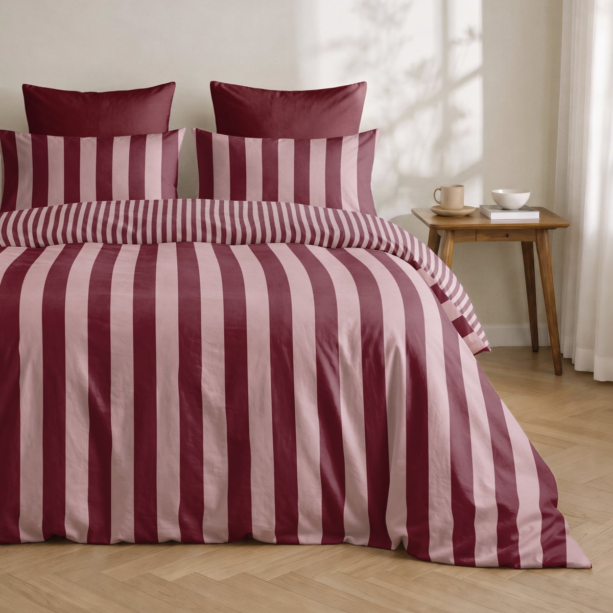 Funda Nórdica Estampada Marena Ciruela - Rosa y Burdeos - foto 1