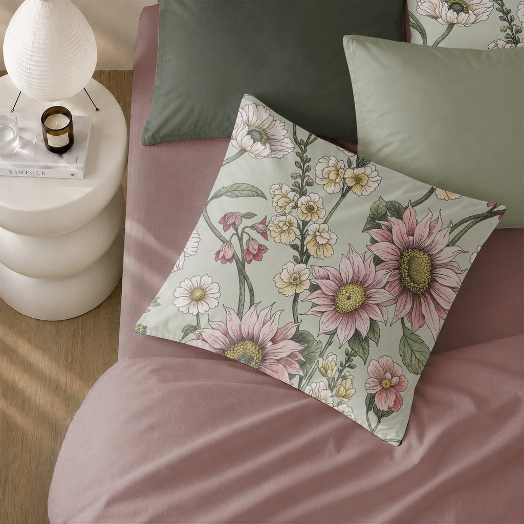Funda de Cojín Estampada Savia Rosa - Verde y Rosa - foto 2