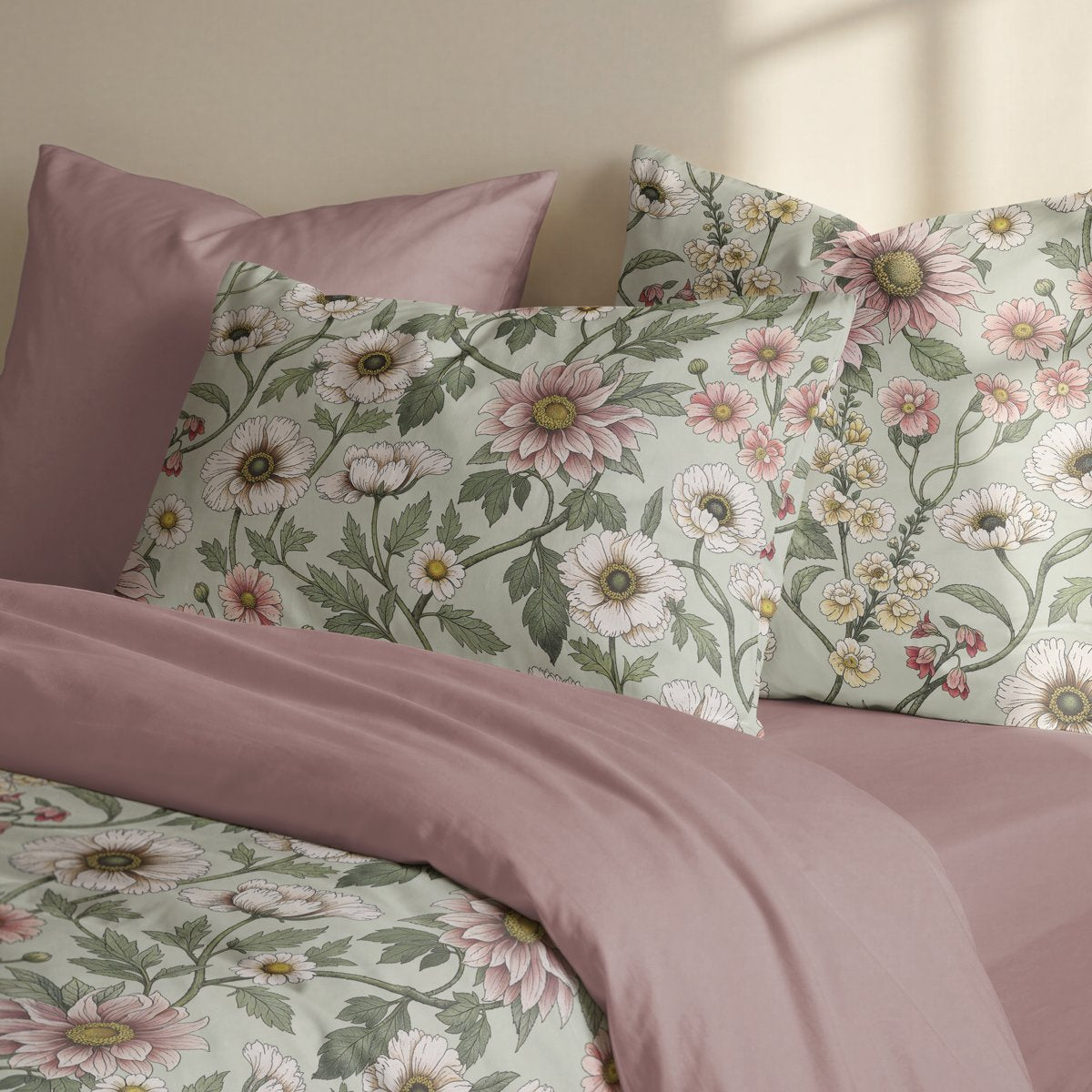 Funda Nórdica Estampada Savia Rosa - Verde y Rosa - foto 2