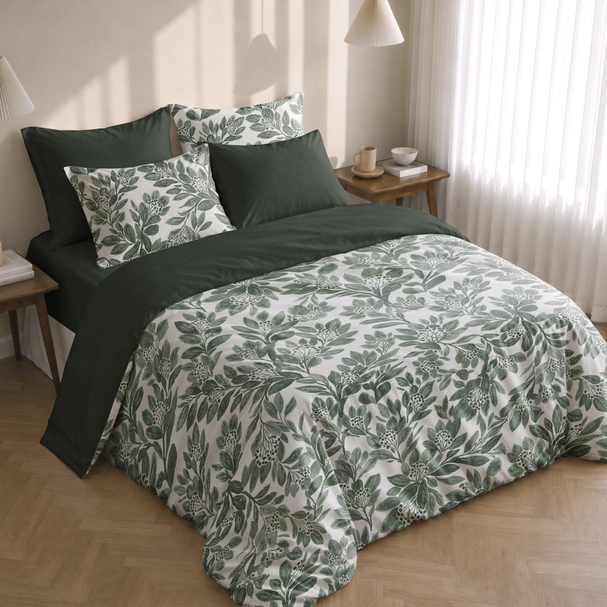 Funda Nórdica Estampada Melisa Forest - Verde y Blanco - foto 3