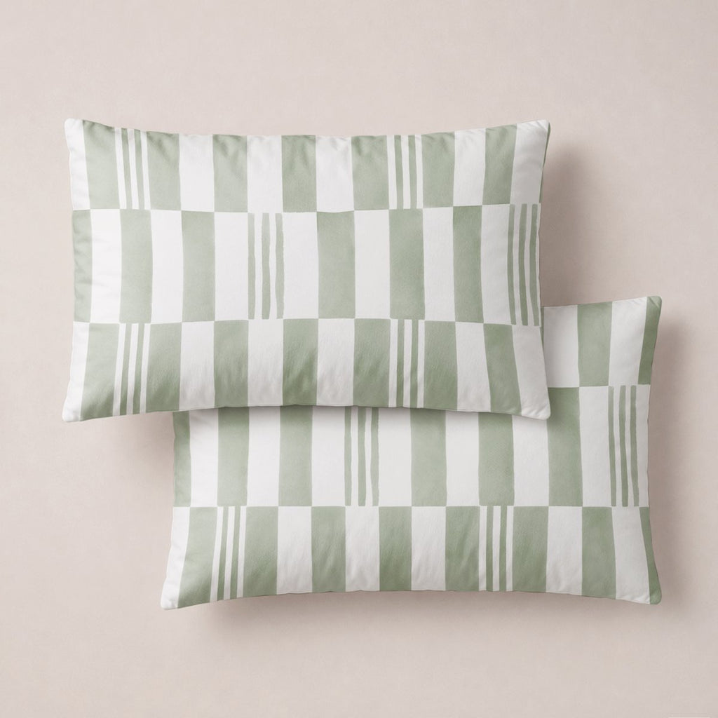 Funda de Almohada Estampada Cubik Verde - Verde y Blanco - foto 1