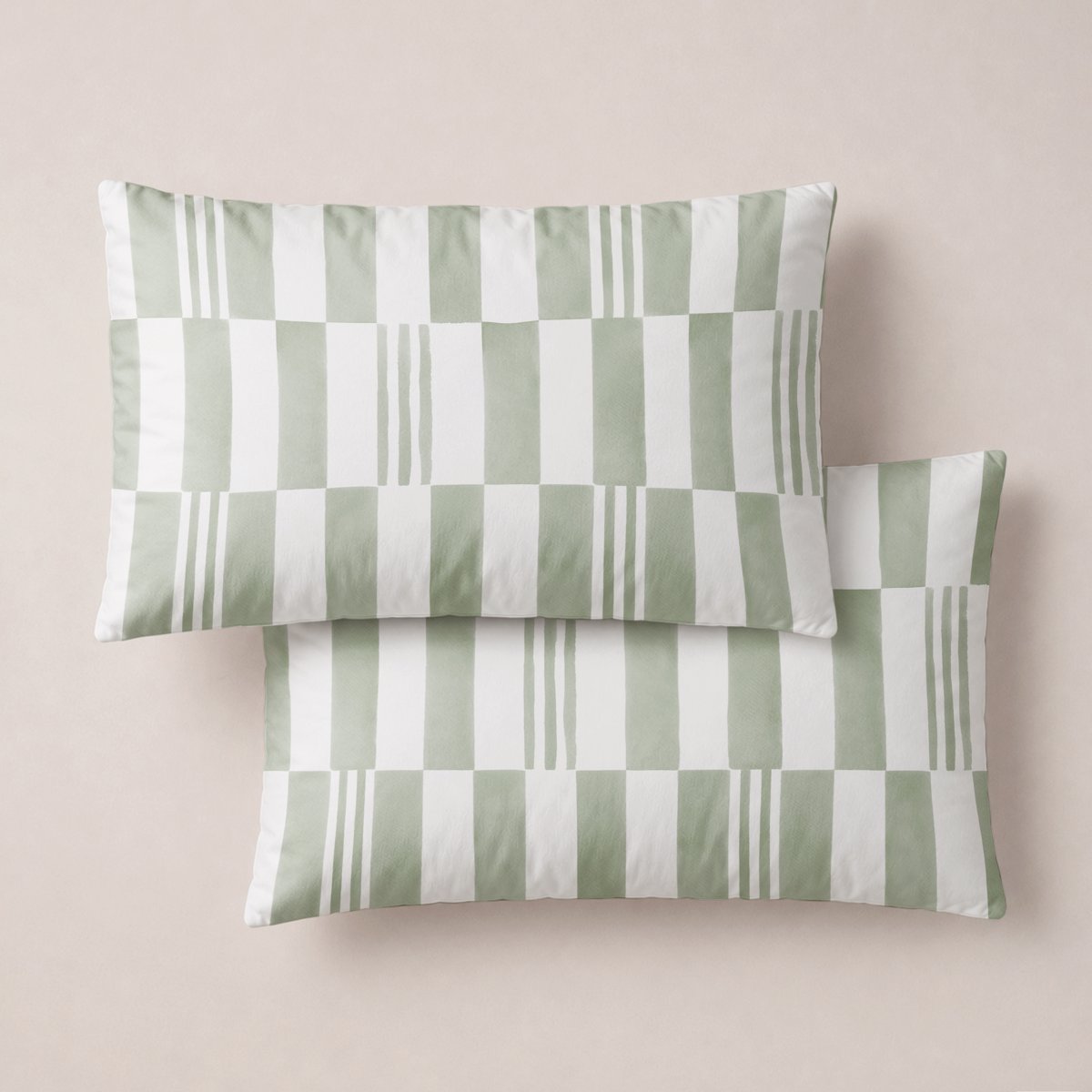 Funda de Almohada Estampada Cubik Verde - Verde y Blanco - foto 1