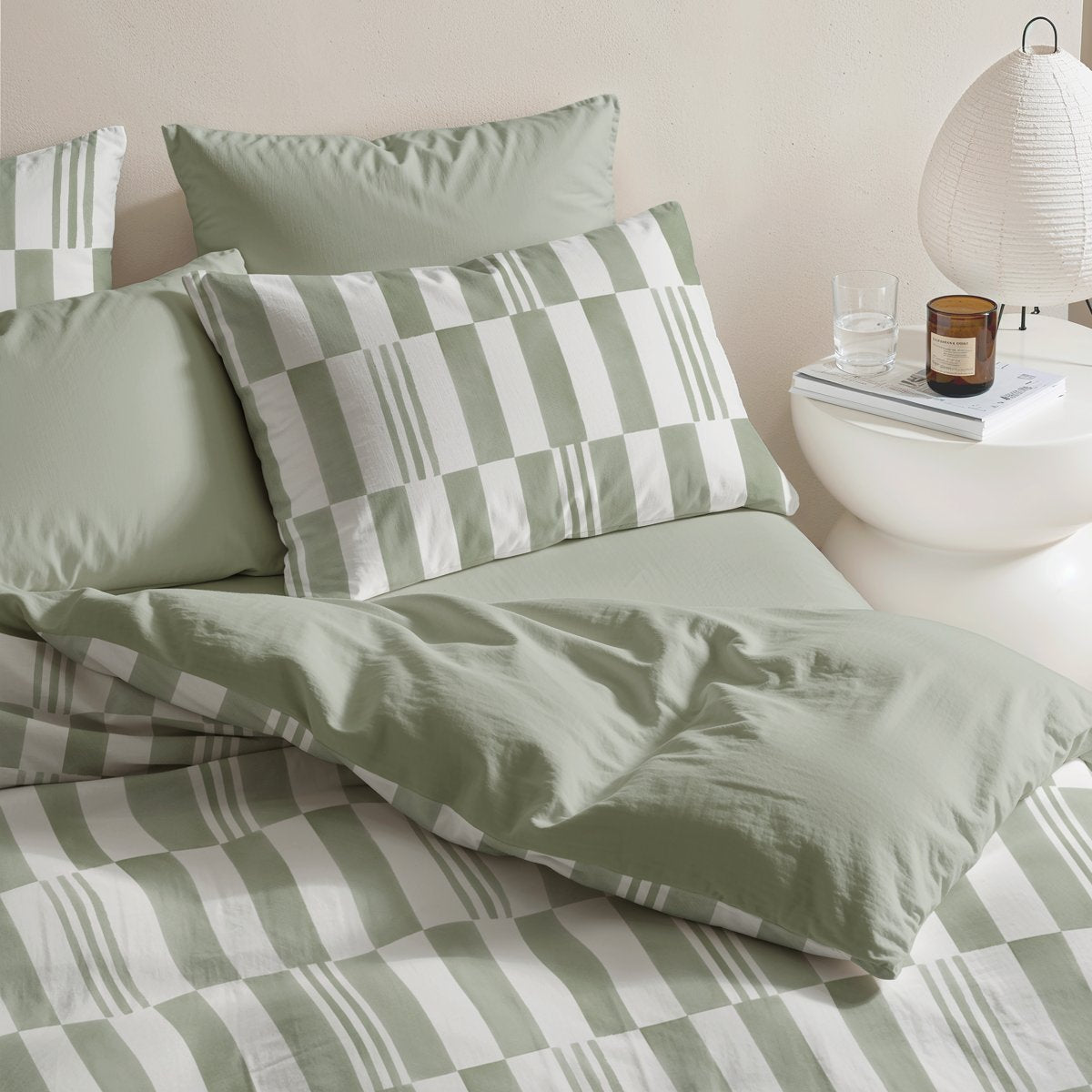 Funda de Almohada Estampada Cubik Verde - Verde y Blanco - foto 2