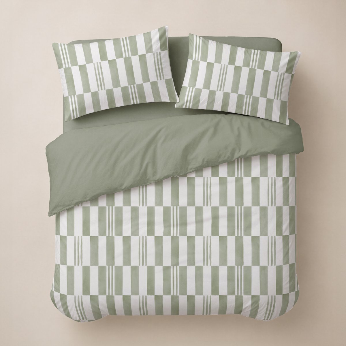 Funda Nórdica Estampada Cubik Verde - Verde y Blanco - foto 4