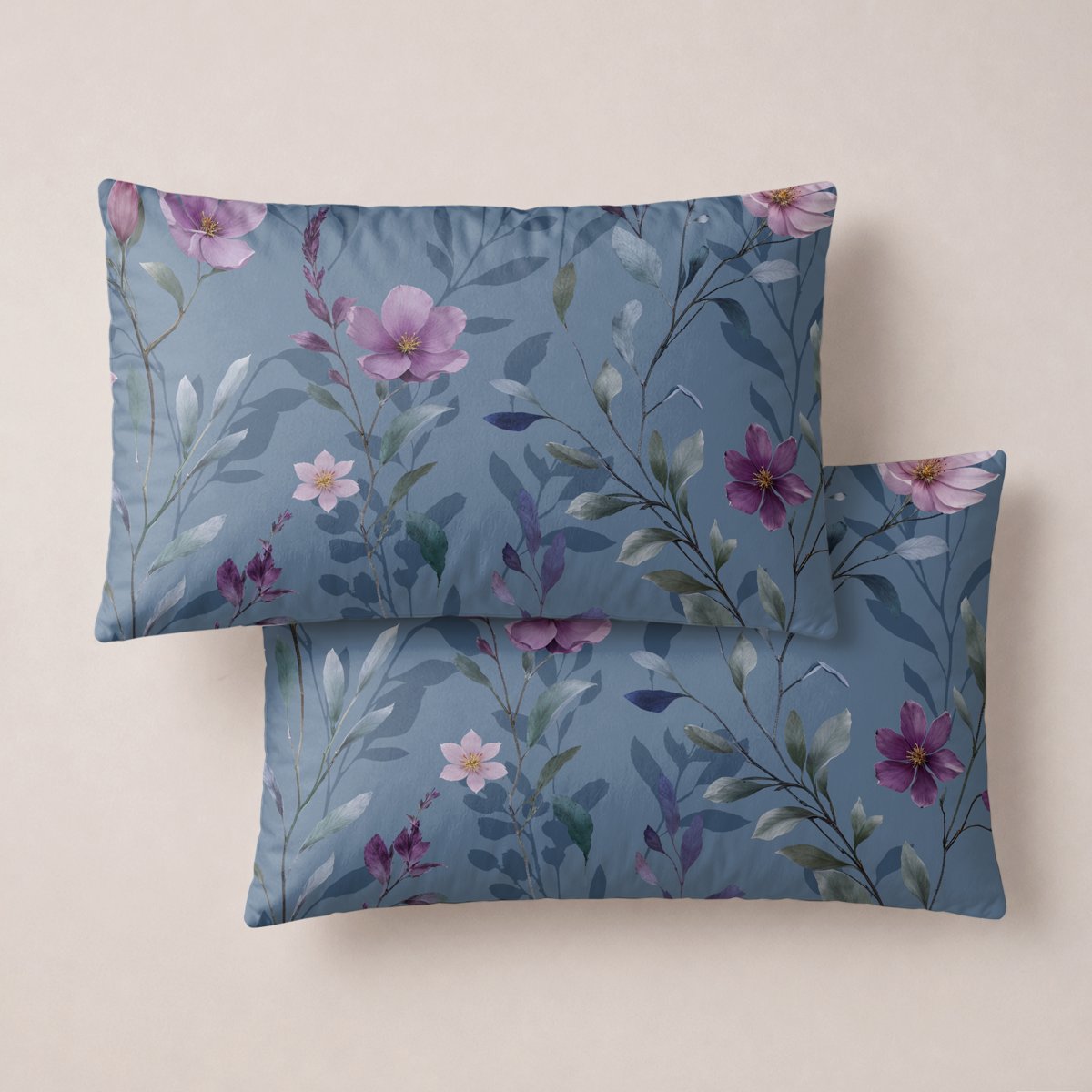 Funda de Almohada Estampada Bahari Petroleo - Azul y Rosa - foto 1
