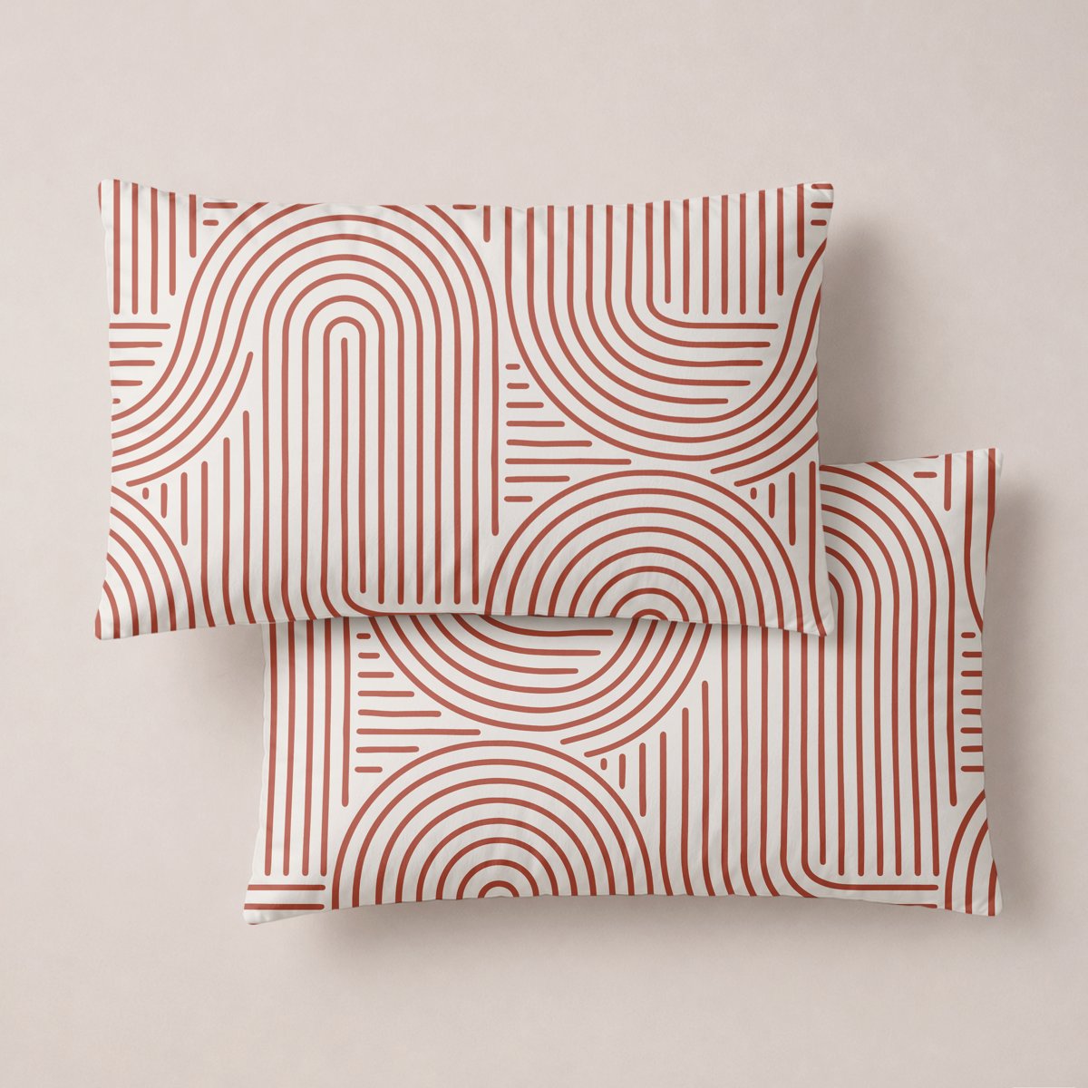 Funda de Almohada Estampada Nexus Terracota - Terrcota y Beige - foto 1
