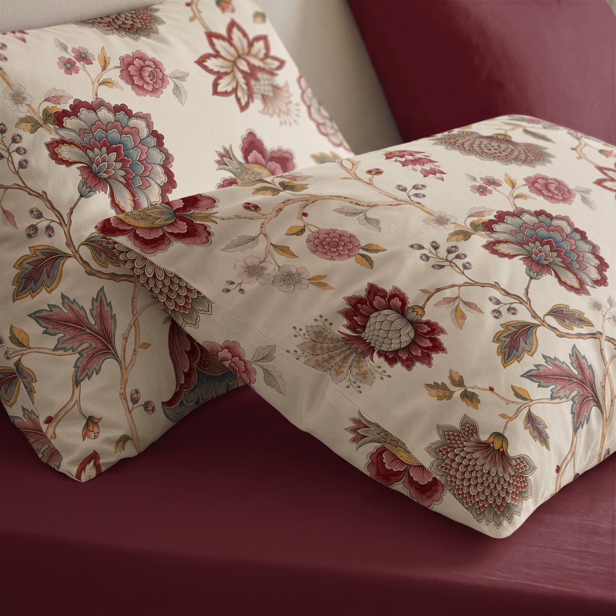 Funda de Almohada Estampada Velvette Ciruela - Beige y Burdeos - foto 2