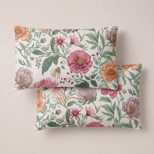 Funda de Almohada Estampada Akari Verde - Verde y Rosa - foto 1