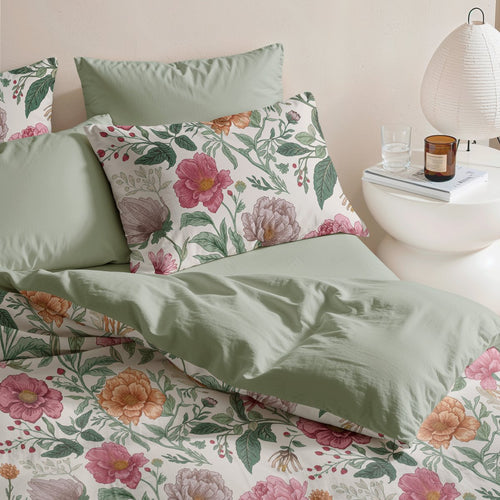 Funda de Almohada Estampada Akari Verde - Verde y Rosa - foto 2