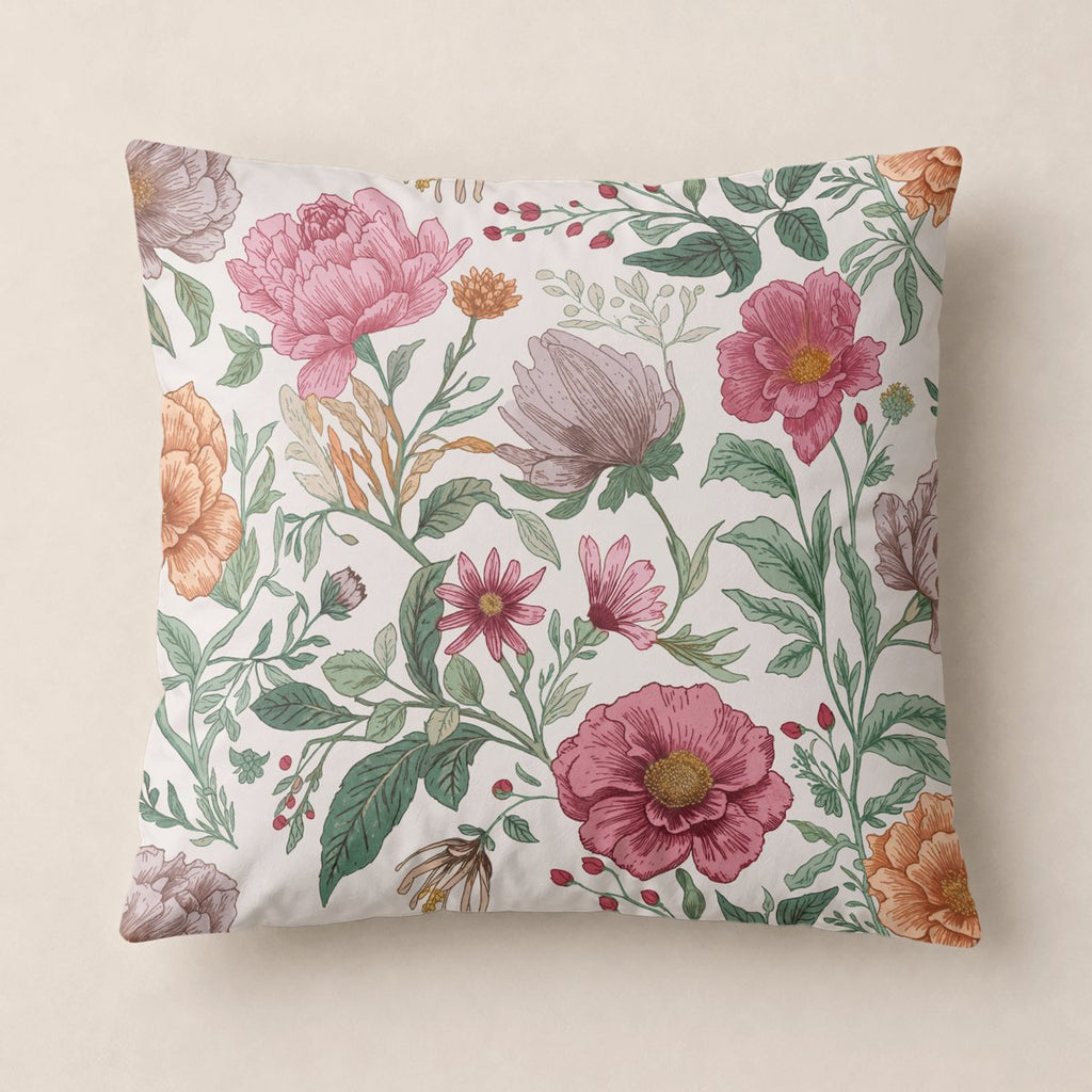 Funda de Cojín Estampada Akari Verde - Verde y Rosa - foto 1