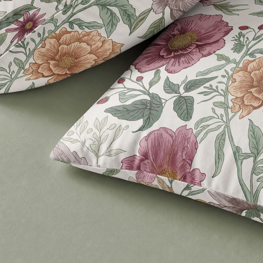 Funda de Cojín Estampada Akari Verde - Verde y Rosa - foto 2