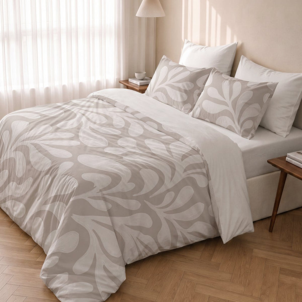Funda Nórdica Estampada Selene Beige - Blanco y Beige - foto 1