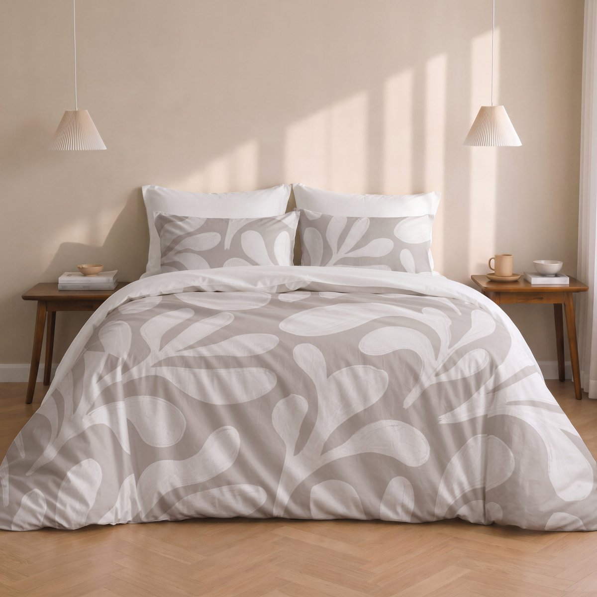Funda Nórdica Estampada Selene Beige - Blanco y Beige - foto 2