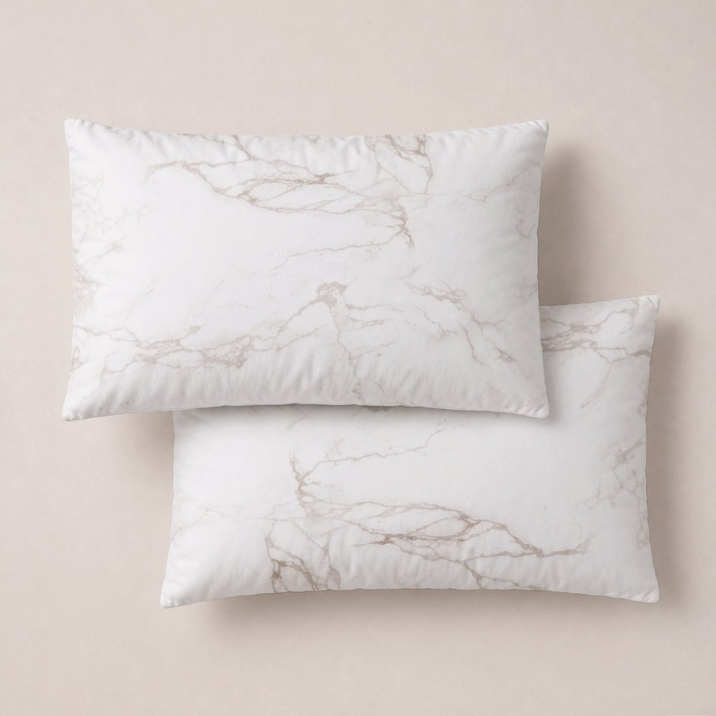 Funda de Almohada Estampada Eternal Linen - Blanco y Beige - foto 1