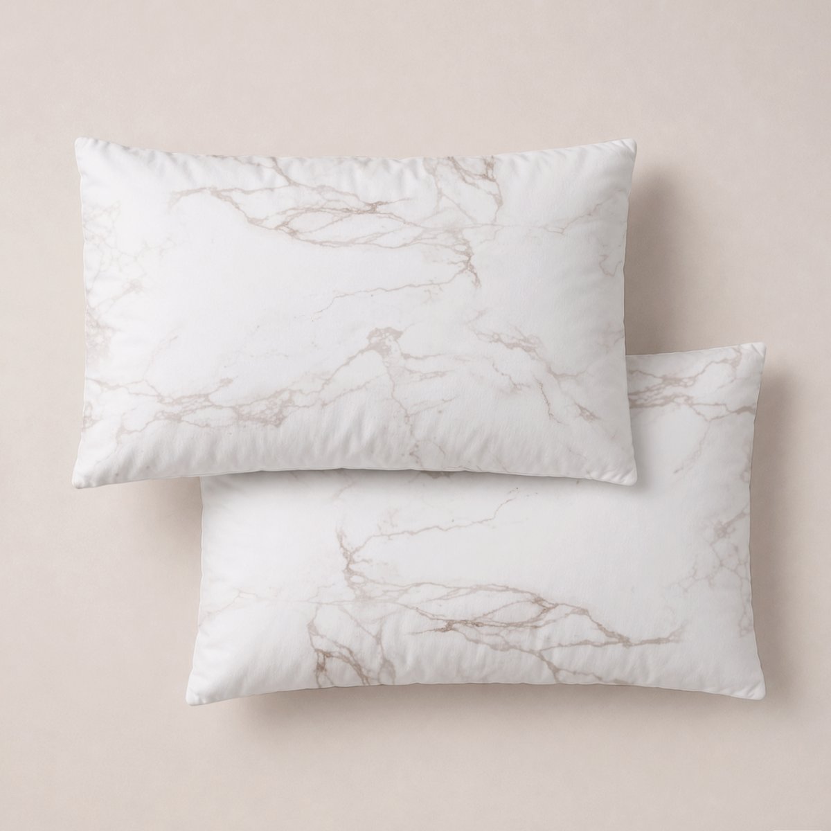Funda de Almohada Estampada Eternal Linen - Blanco y Beige - foto 1