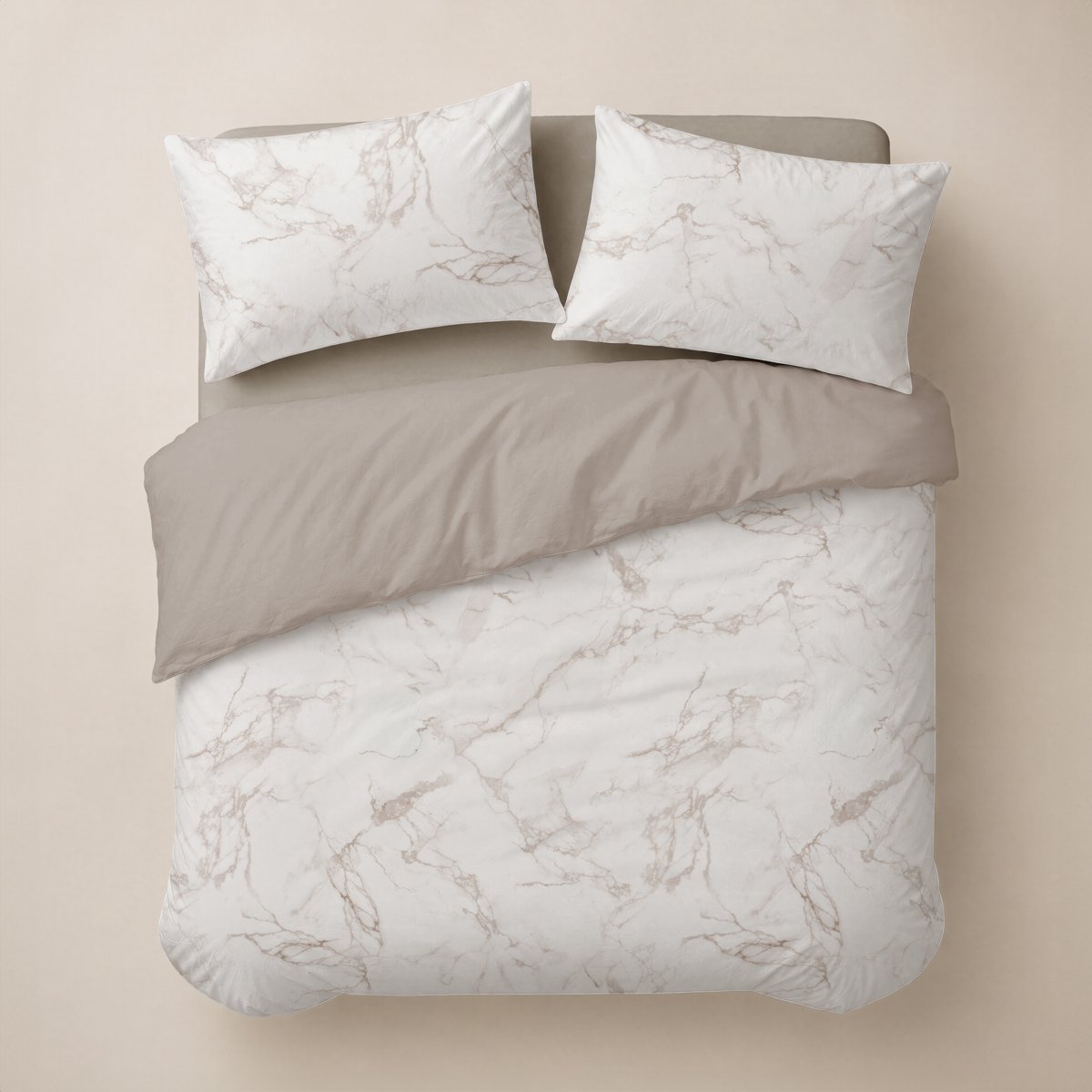 Funda Nórdica Estampada Eternal Linen - Blanco y Beige - foto 4