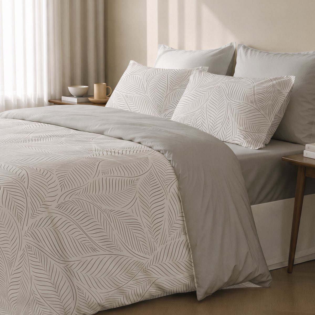 Funda Nórdica Estampada Neroli Linen - Blanco y Gris - foto 1