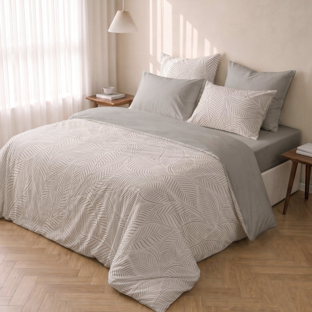 Funda Nórdica Estampada Neroli Linen - Blanco y Gris - foto 3