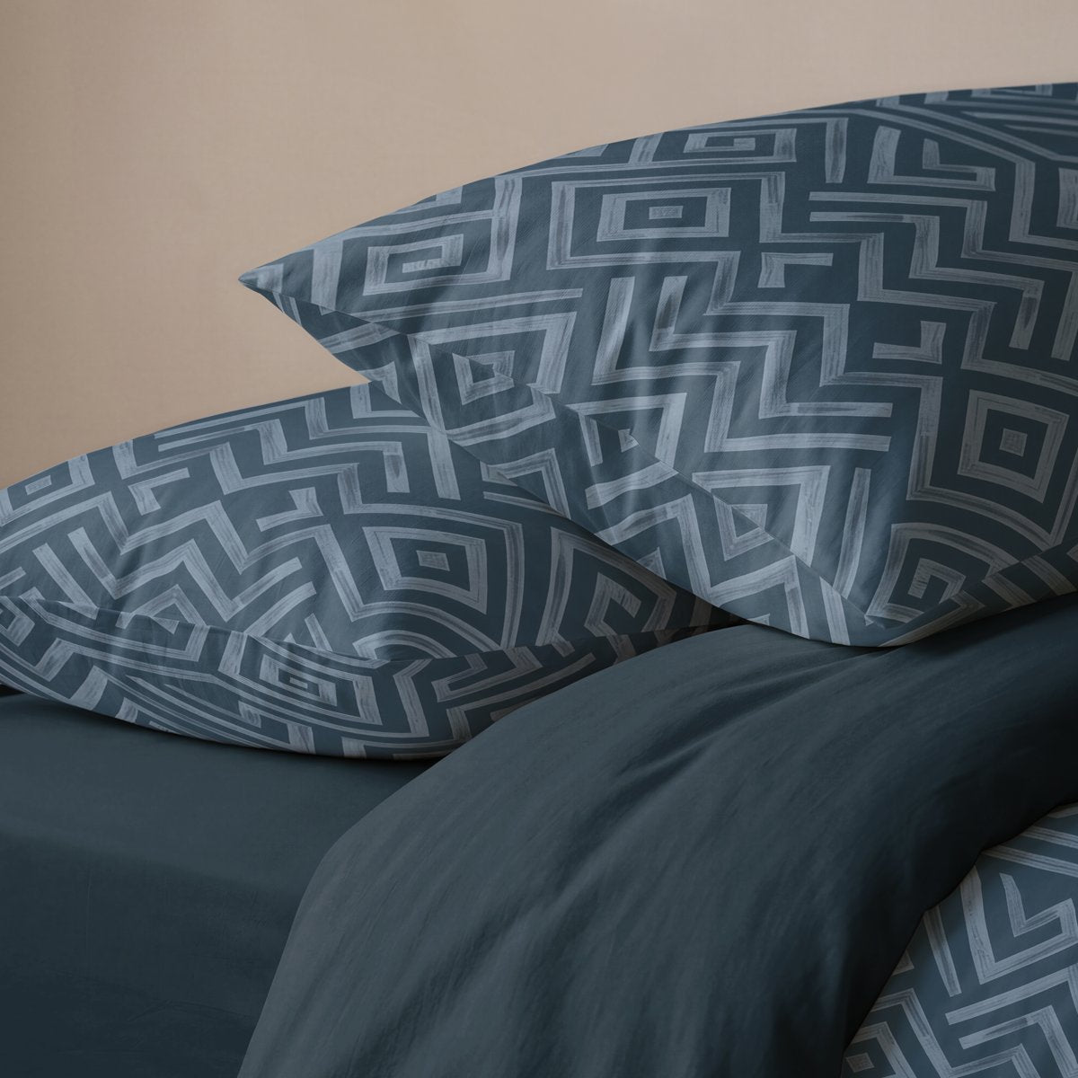 Funda de Almohada Estampada Olyra Petroleo - Azul y Oscuro - foto 2