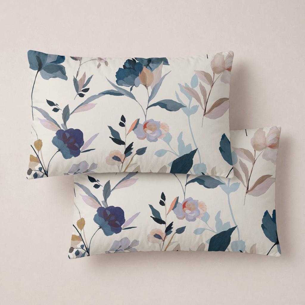 Funda de Almohada Estampada Claire Petroleo - Azul y Blanco - foto 1