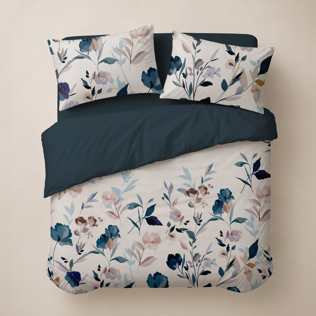 Funda Nórdica Estampada Claire Petroleo - Azul y Blanco - foto 4