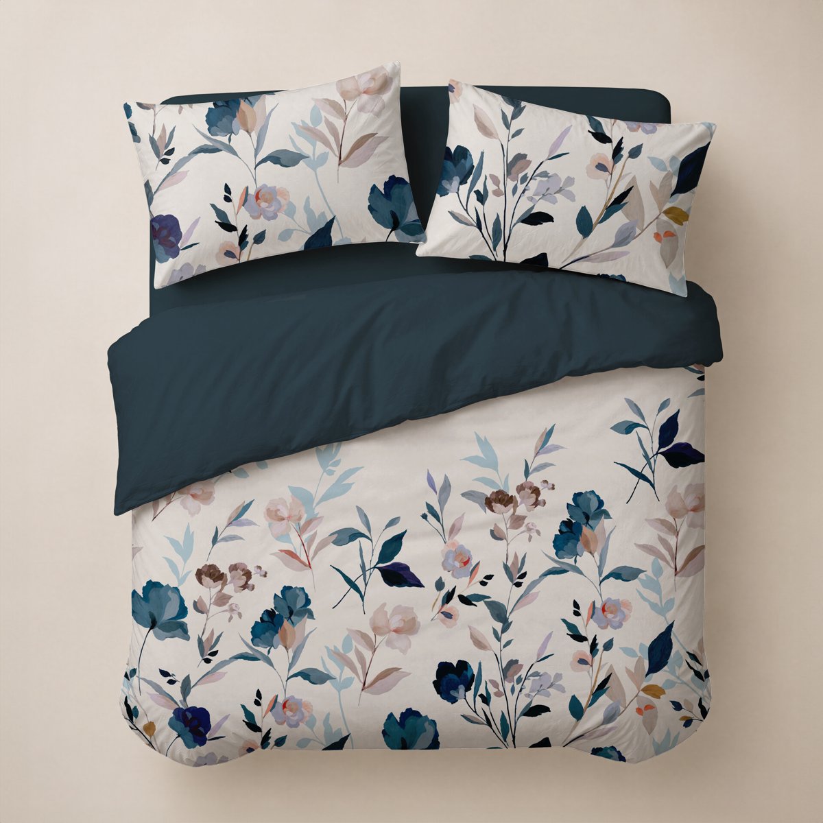 Funda Nórdica Estampada Claire Petroleo - Azul y Blanco - foto 4