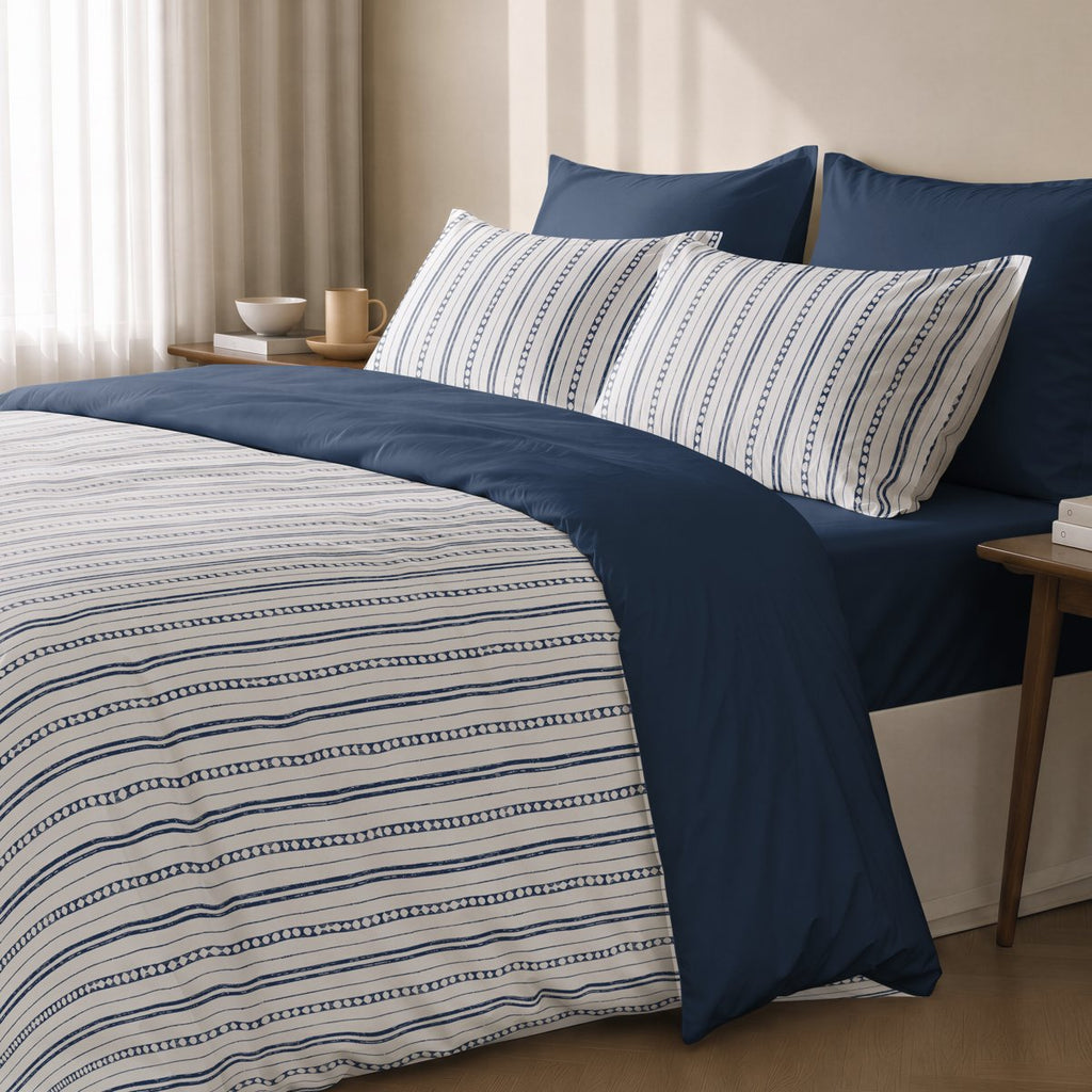 Funda Nórdica Estampada Portofino Blue - Blanco y Azul - foto 3