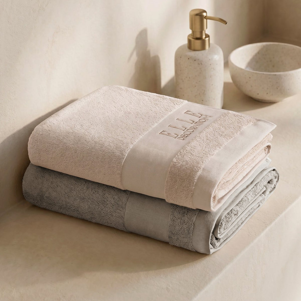 Juego de Toallas Bicolor Luxe Taupe - Beige 700 gr