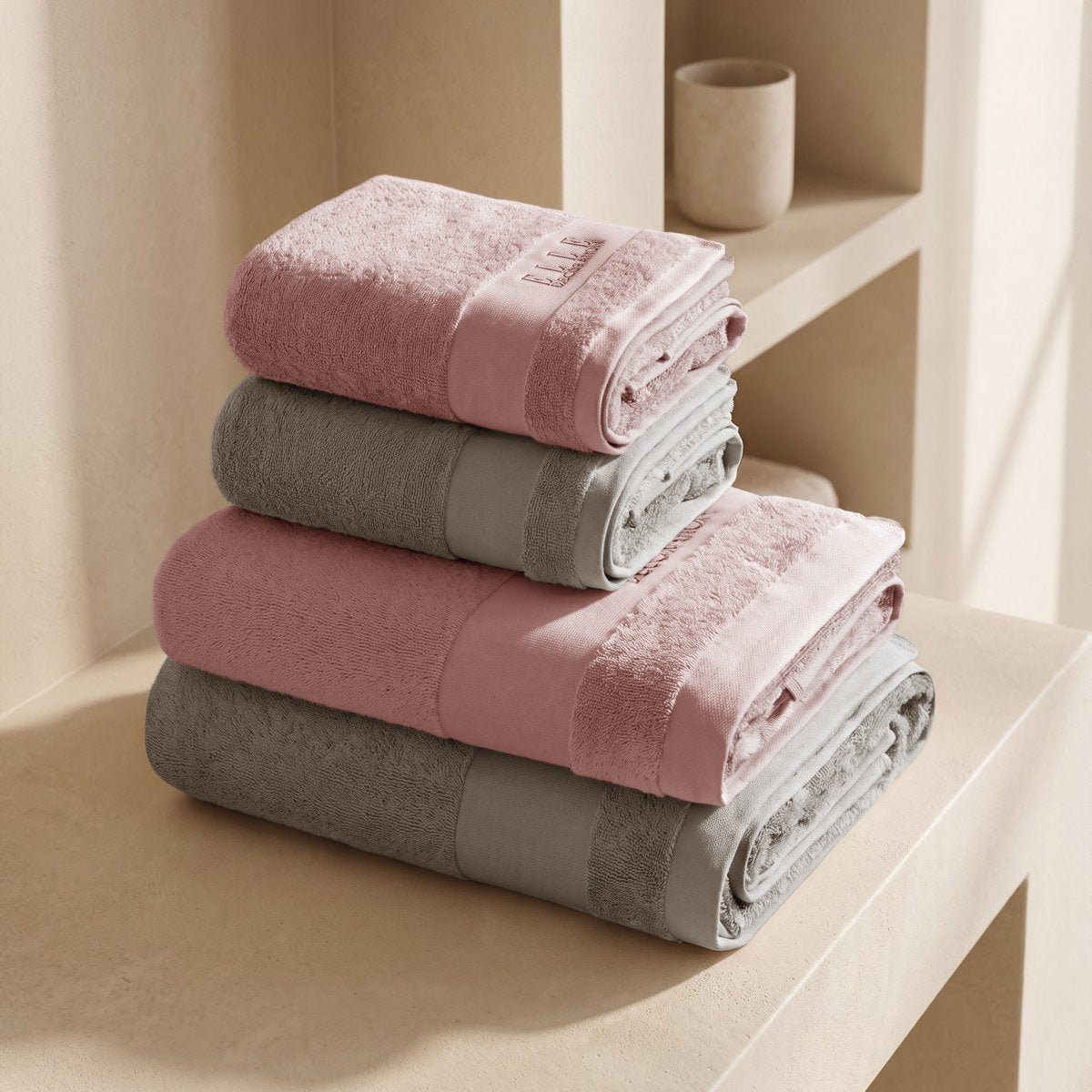 Juego de Toallas Bicolor Luxe Taupe - Rose 700 gr
