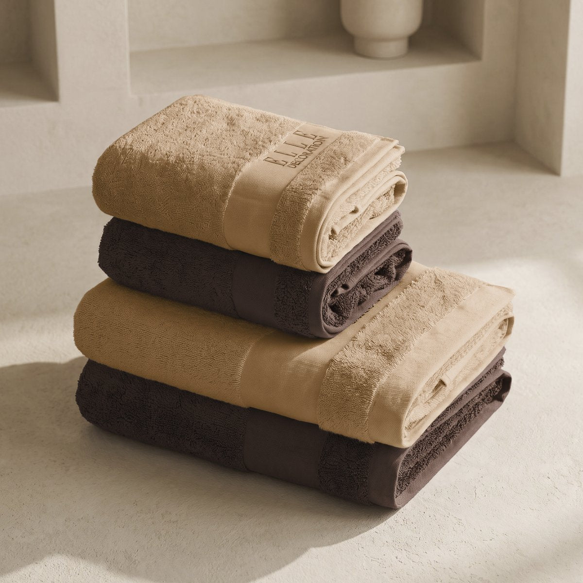 Juego de Toallas Bicolor Luxe Mustard - Brown 700 gr