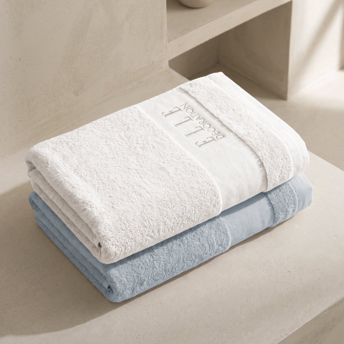 Juego de Toallas Bicolor Luxe White - Blue 700 gr
