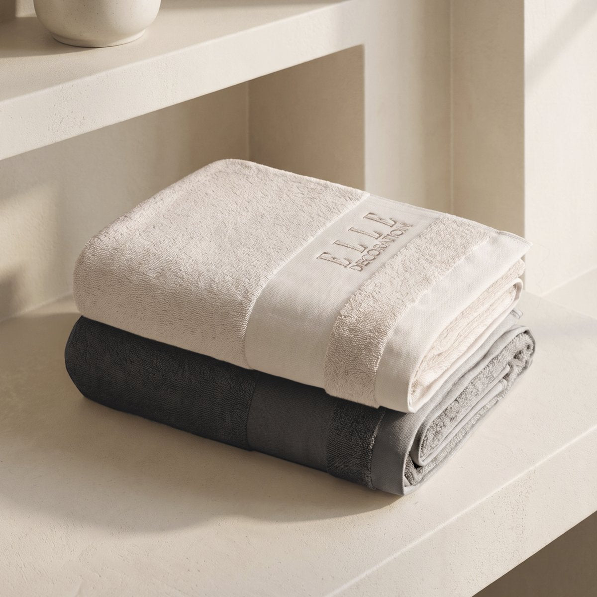 Juego de Toallas Bicolor Luxe Anthracite - Beige 700 gr