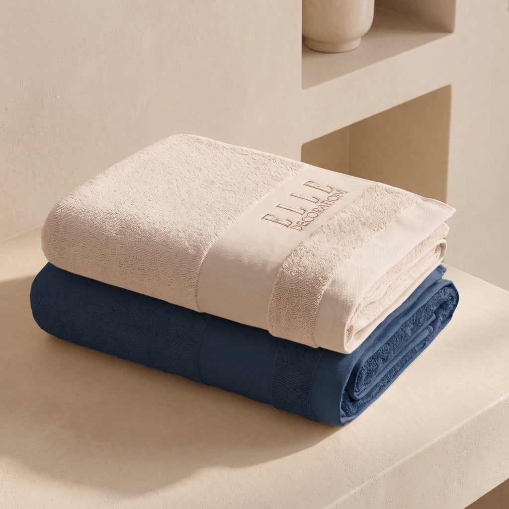 Juego de Toallas Bicolor Luxe Navy - Beige 700 gr