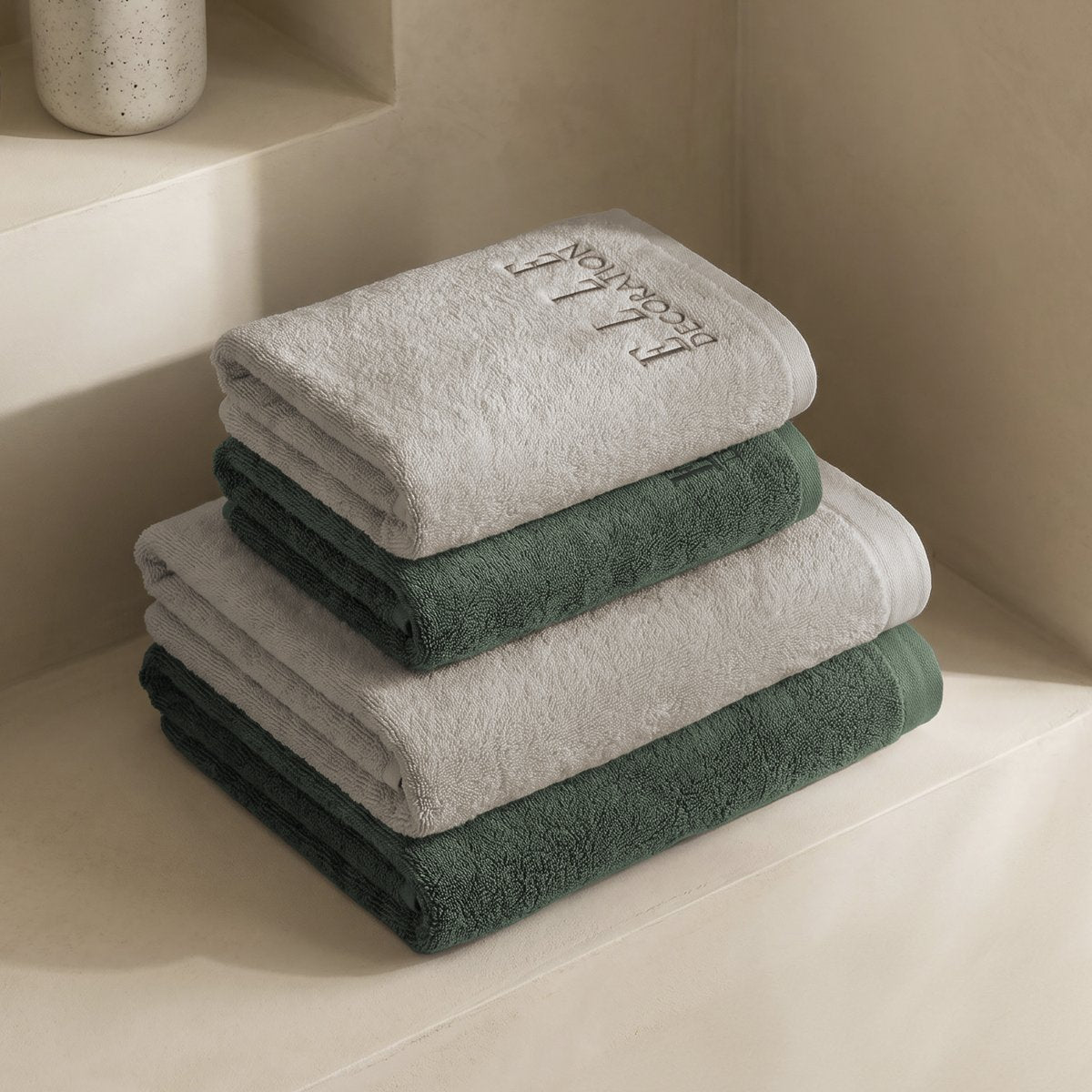 Juego de Toallas Bicolor Zen Olive - Linen 600 gr