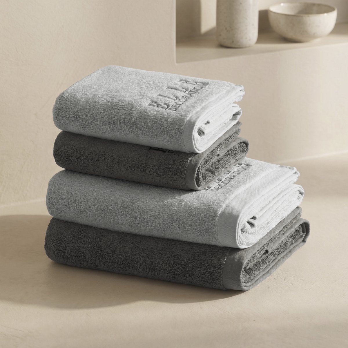 Juego de Toallas Bicolor Zen Silver - Graphite 600 gr