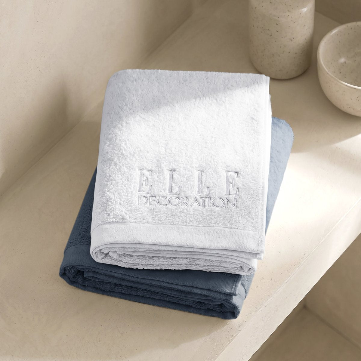 Juego de Toallas Bicolor Zen White - Marine 600 gr